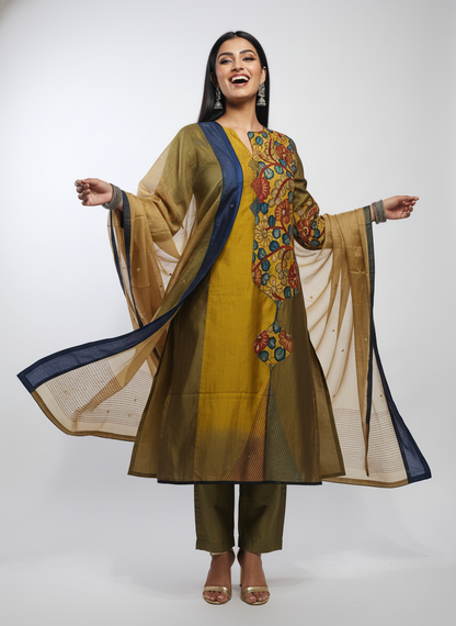 Semi Stitched Formal Chanderi Suitset