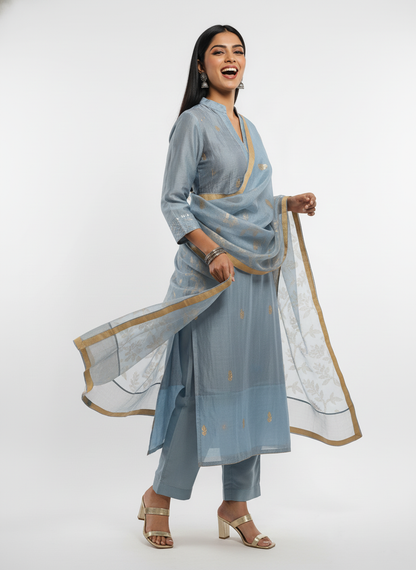 Semi Stitched Formal chanderi Suitset
