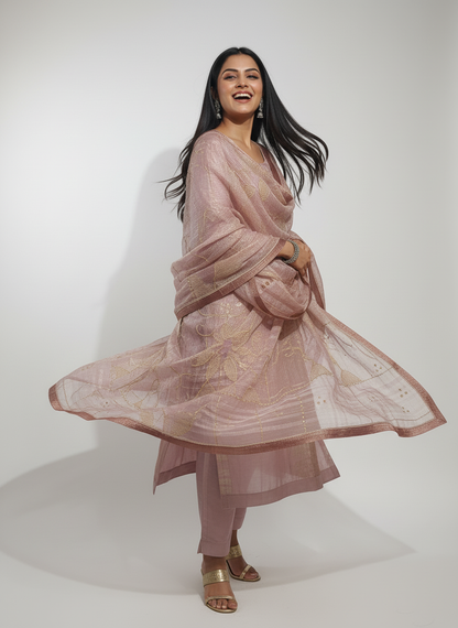 Semi Stitched Formal Chanderi Suitset