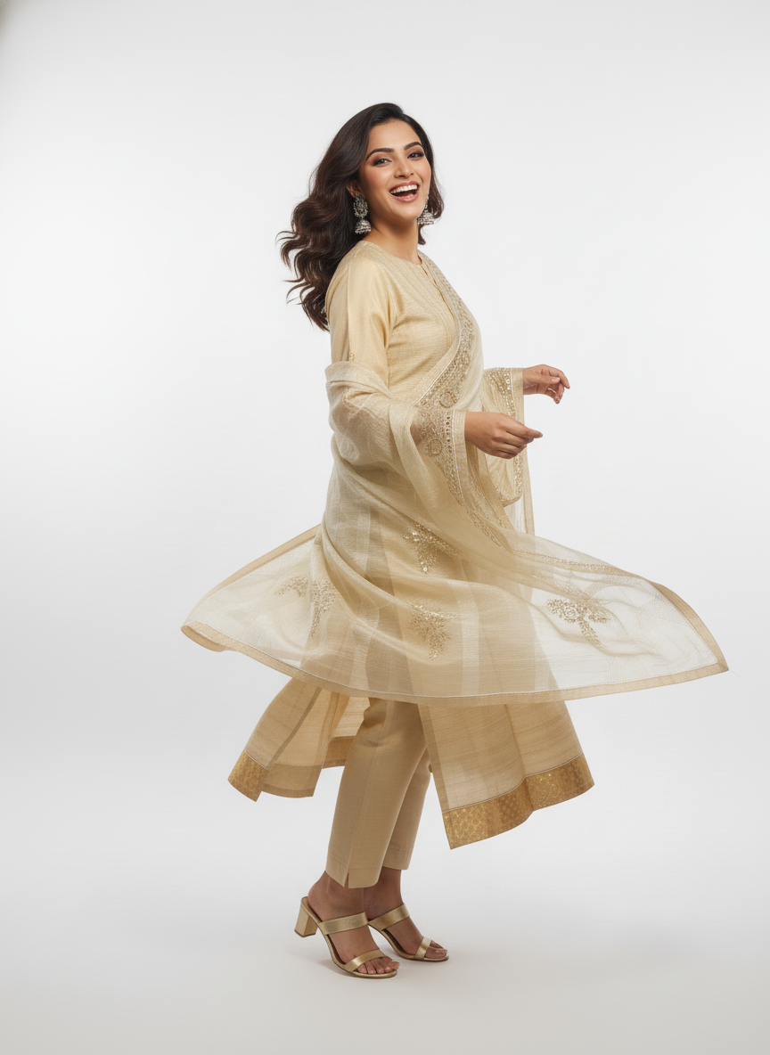 Semi Stitched Formal Chanderi Suitset