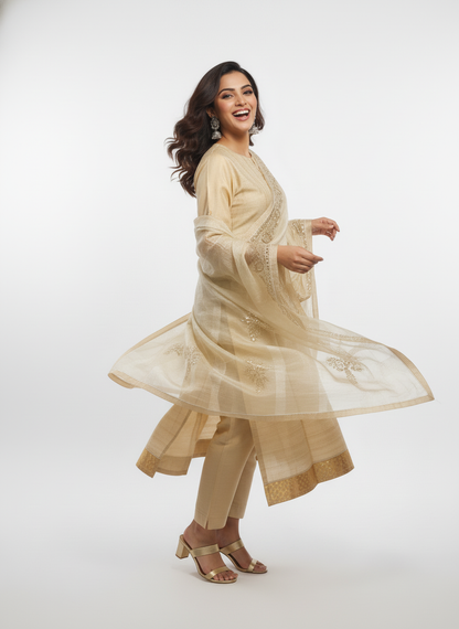 Semi Stitched Formal Chanderi Suitset