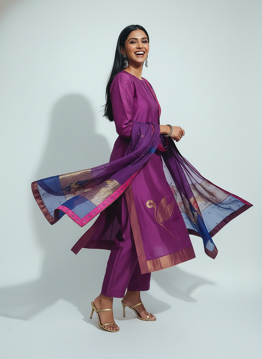 Semi Stitched Formal Chanderi Suitset