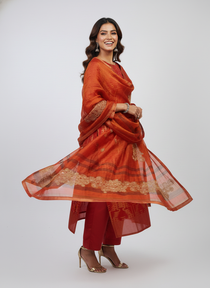 Semi Stitched Formal chanderi Suitset