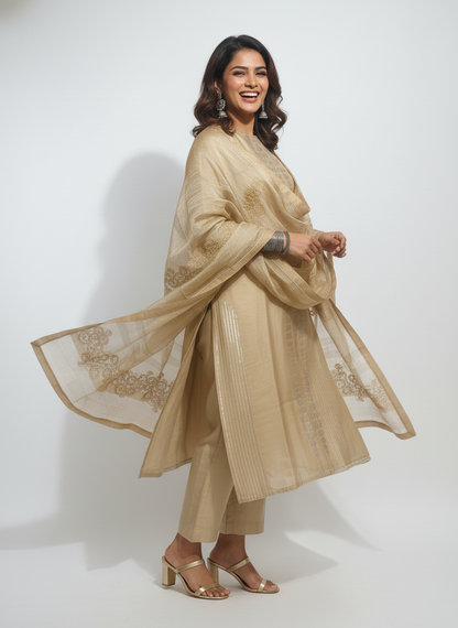 Semi Stitched Formal Chanderi Suitset