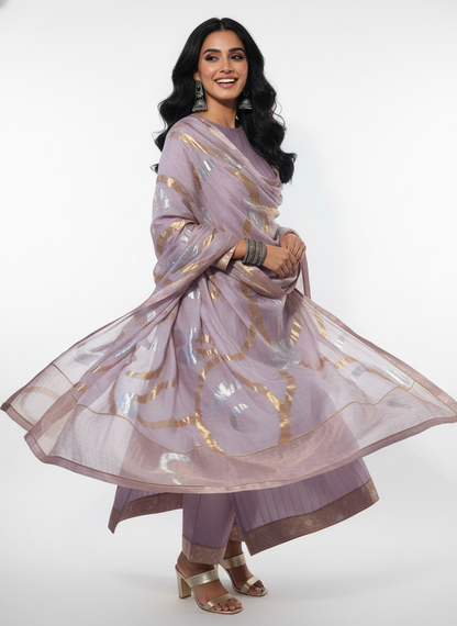 Semi Stitched Formal chanderi Suitset