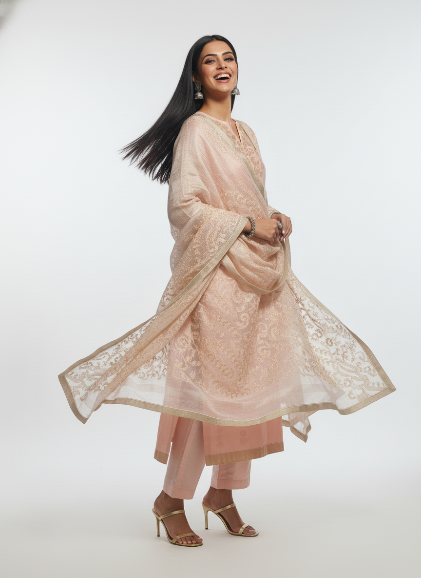 Semi Stitched Formal Chanderi Suitset