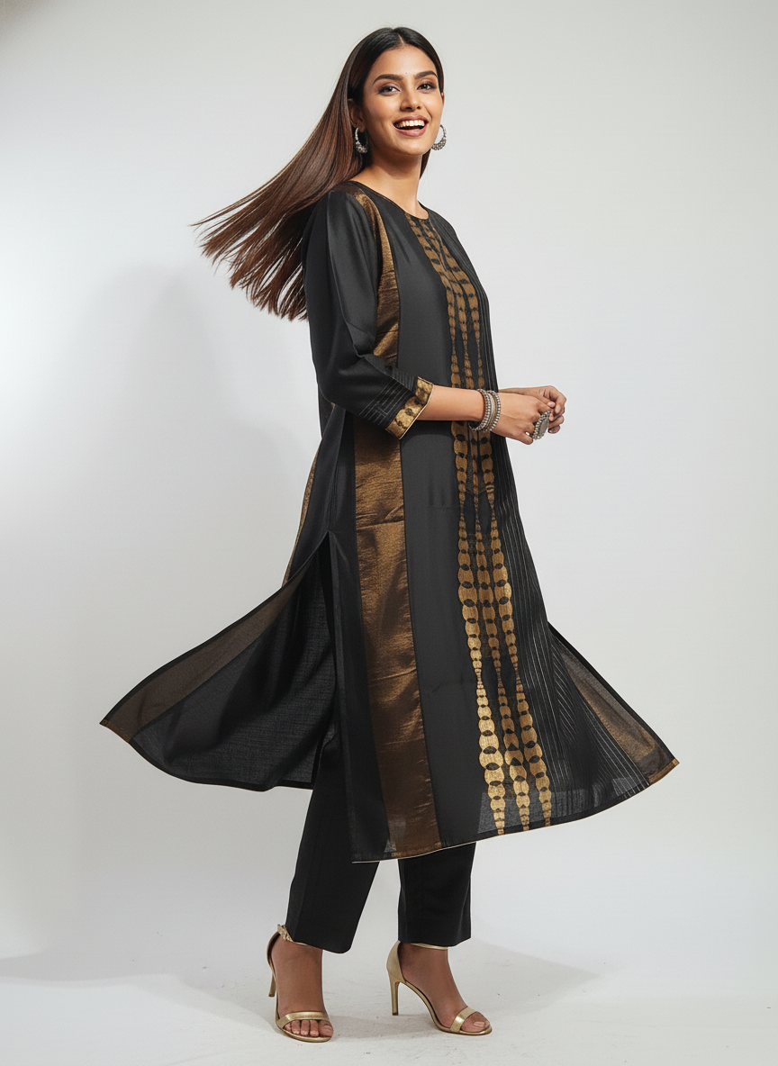Semi Stitched Formal chanderi Kurta