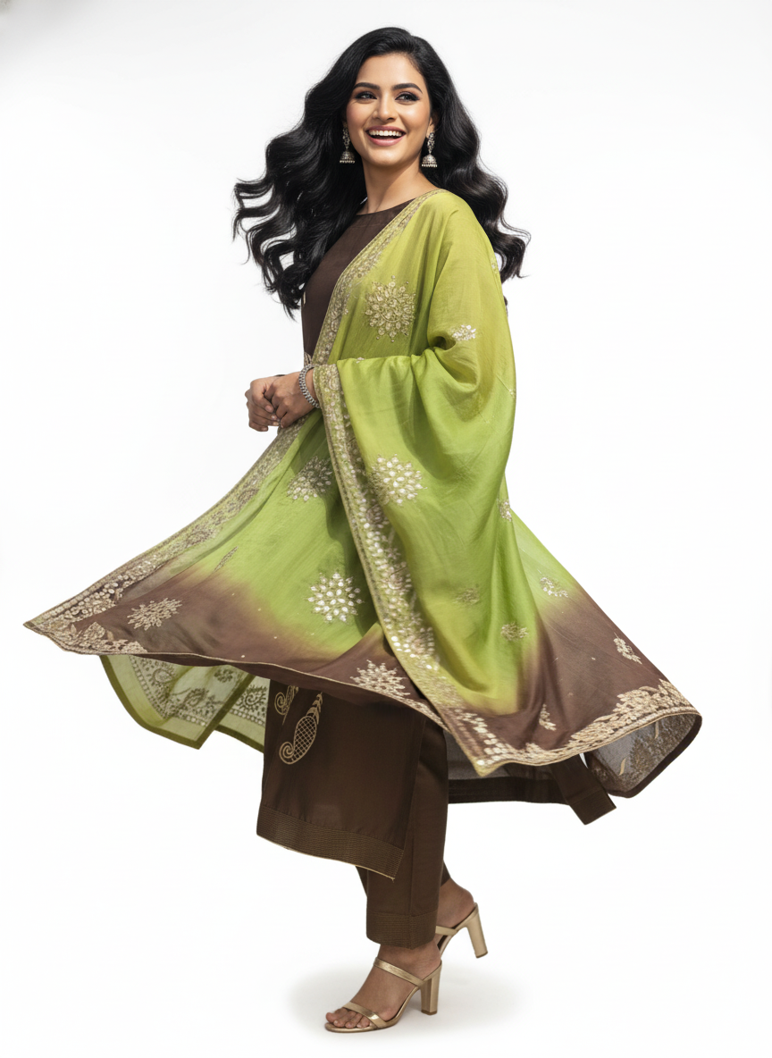 Semi Stitched Formal chanderi Suitset