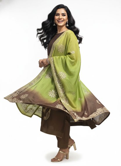 Semi Stitched Formal chanderi Suitset