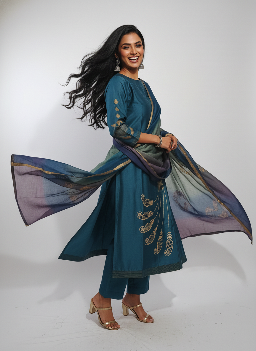 Semi Stitched Formal Chanderi Suitset