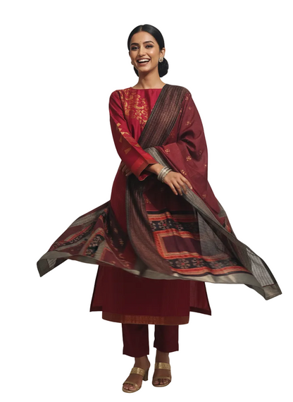 Semi Stitched Formal Chanderi Suitset