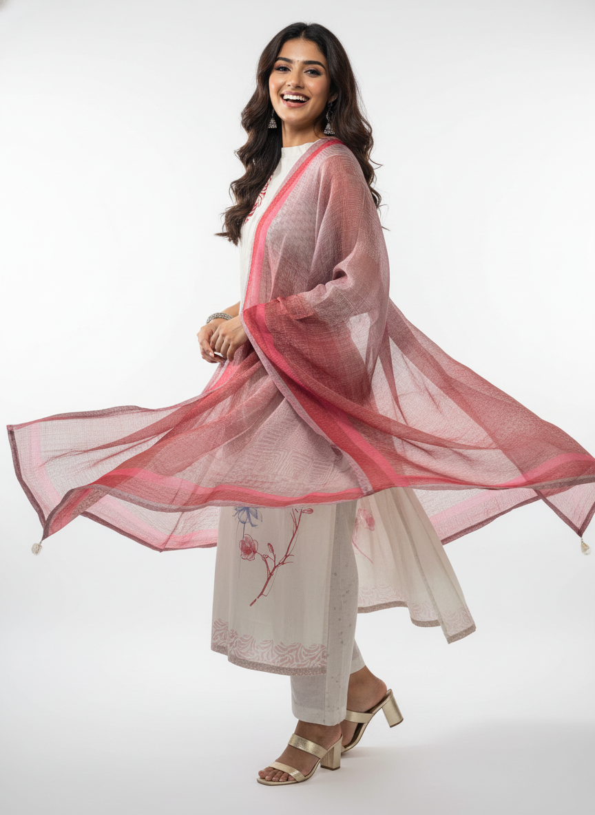Semi Stitched Chanderi Casual Suitset