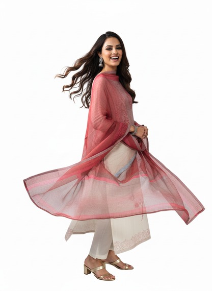 Semi Stitched Chanderi Casual Suitset