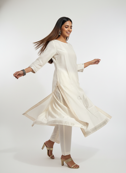 Semi Stitched Formal chanderi Kurta