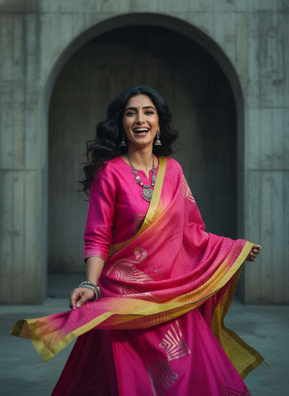 Semi Stitched Formal chanderi Suitset