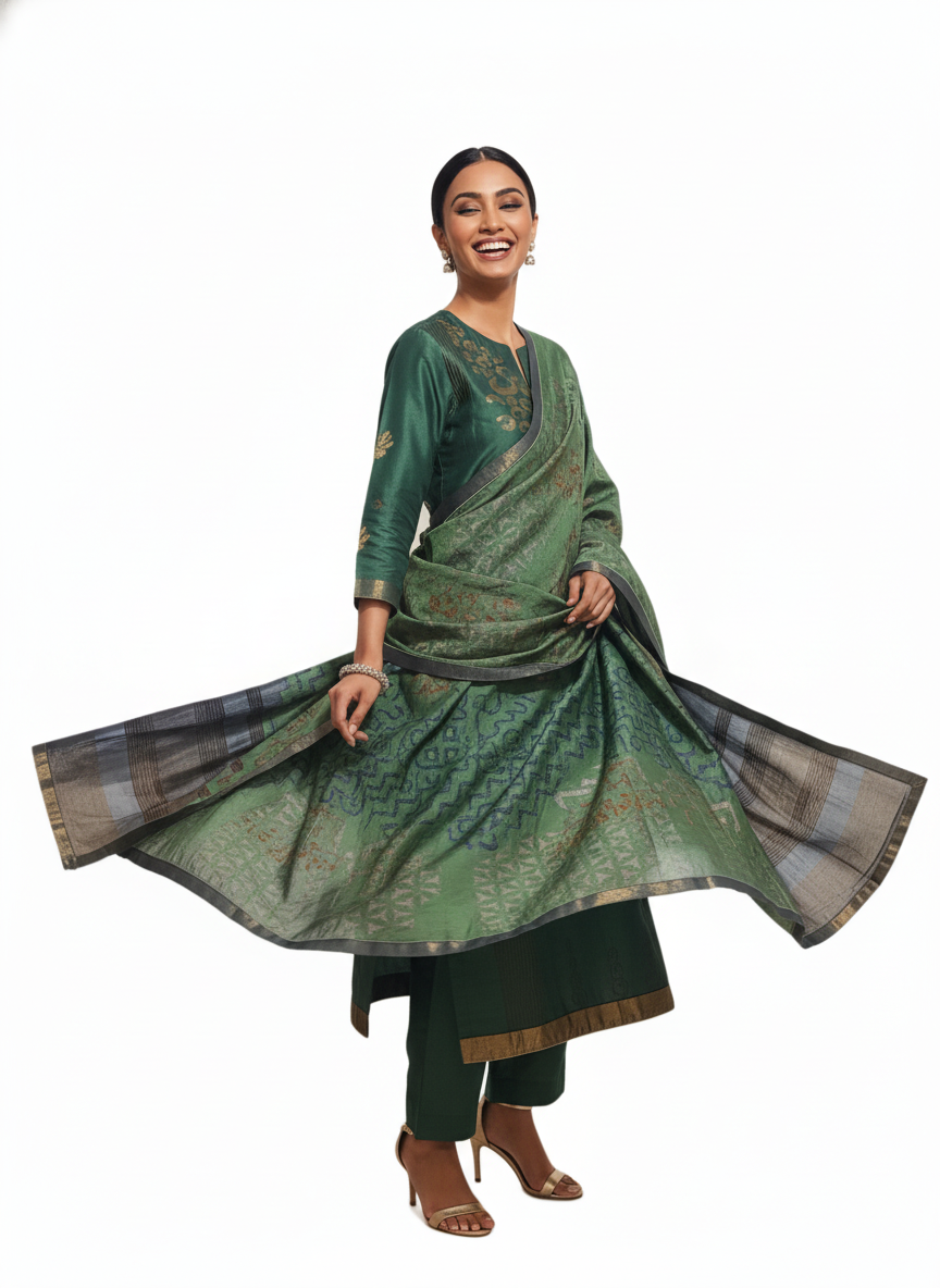 Semi Stitched Formal Chanderi Suitset