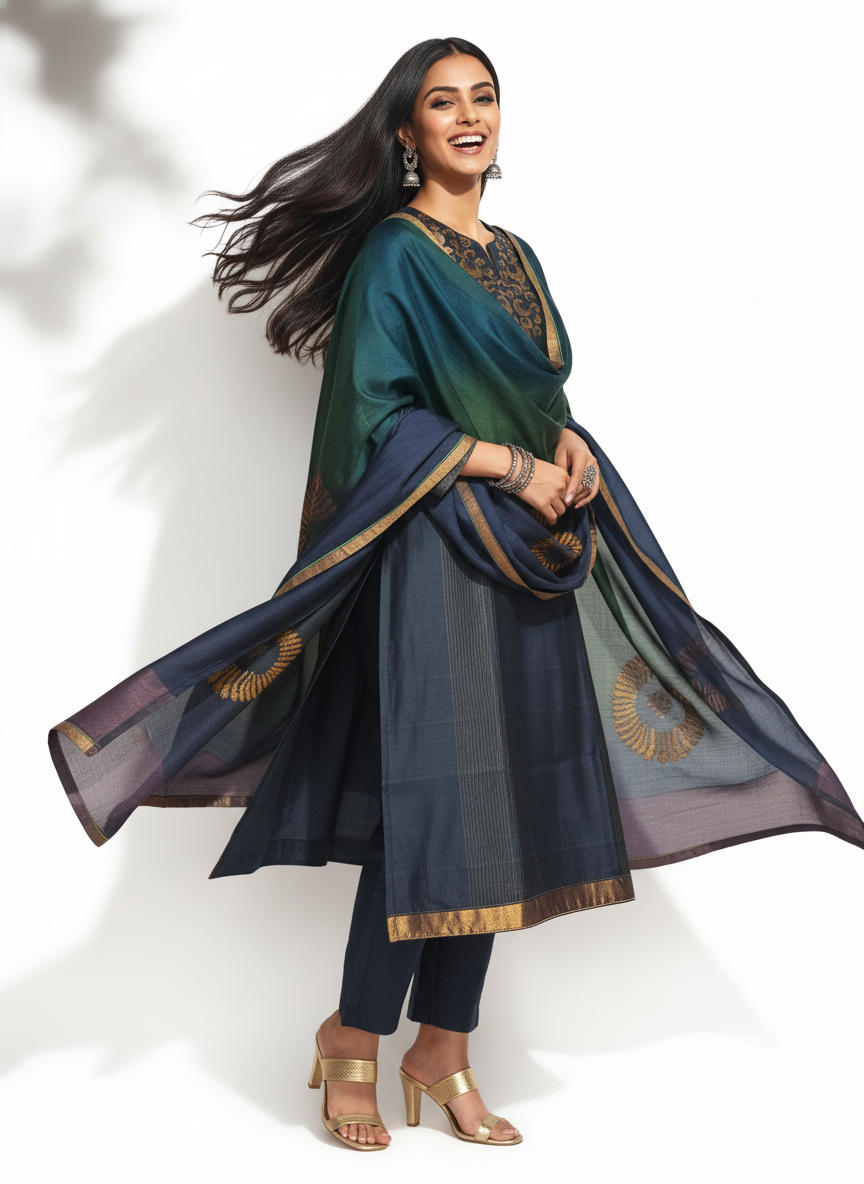 Semi Stitched Formal Chanderi Suitset