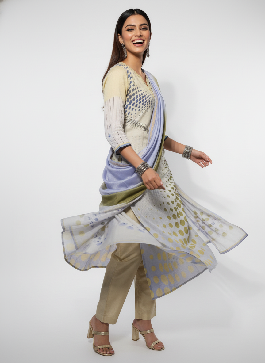 Semi Stitched Cotton Casual Suitset