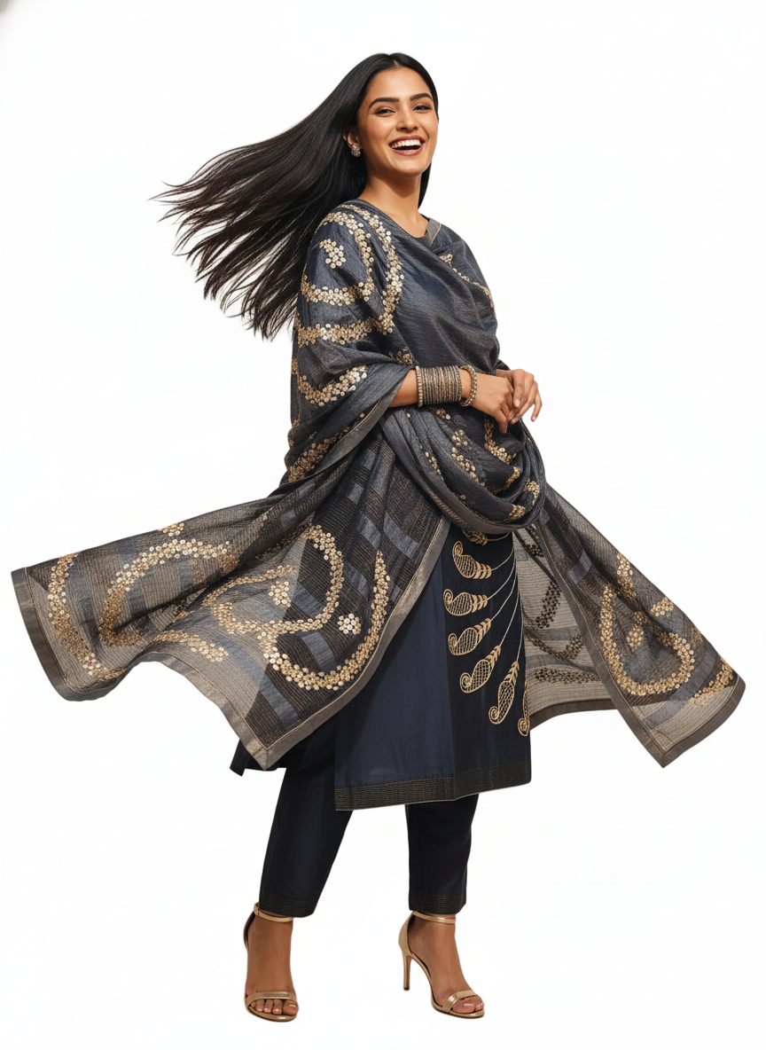 Semi Stitched Formal Chanderi Suitset