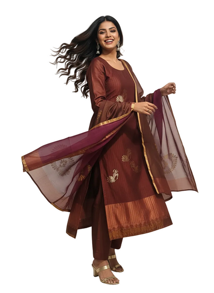 Semi Stitched Formal Chanderi Suitset