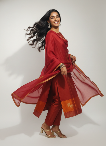 Semi Stitched Formal Chanderi Suitset