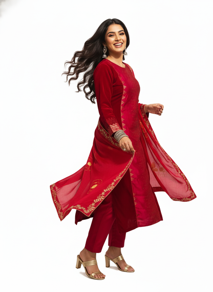 Semi Stitched Formal velvet Suitset