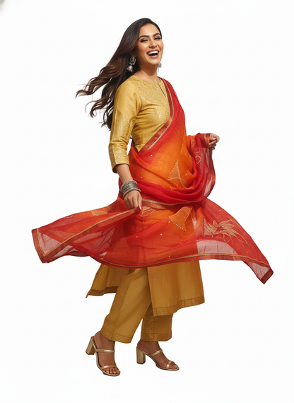 Semi Stitched Formal chanderi Suitset