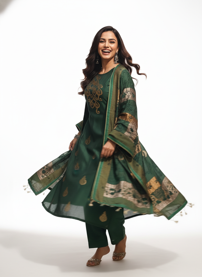 Semi Stitched Formal chanderi Suitset