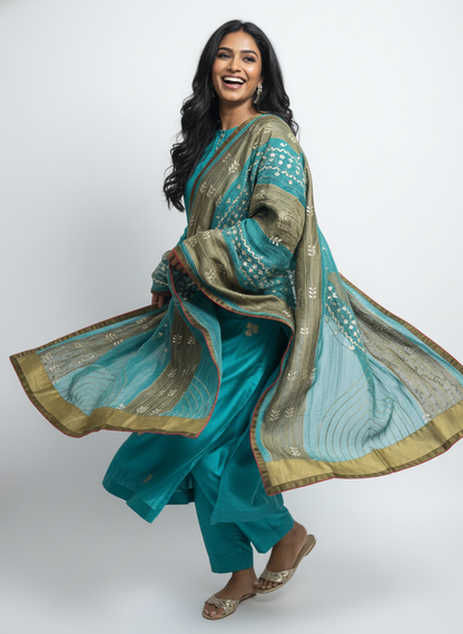 Formal silk gota embroidery Dupatta