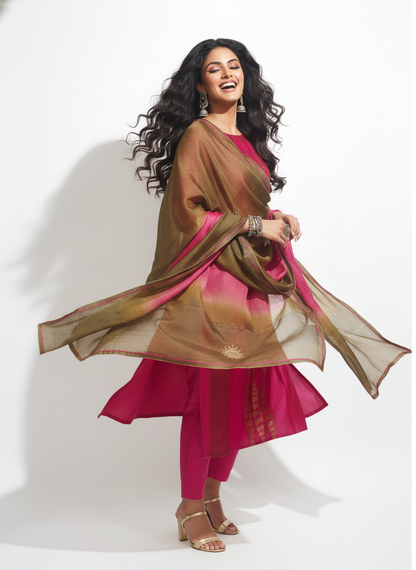 Semi Stitched Formal chanderi Suitset