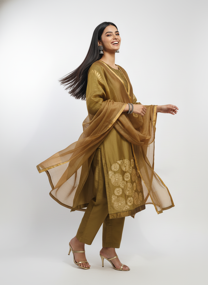 Semi Stitched Formal Chanderi Suitset