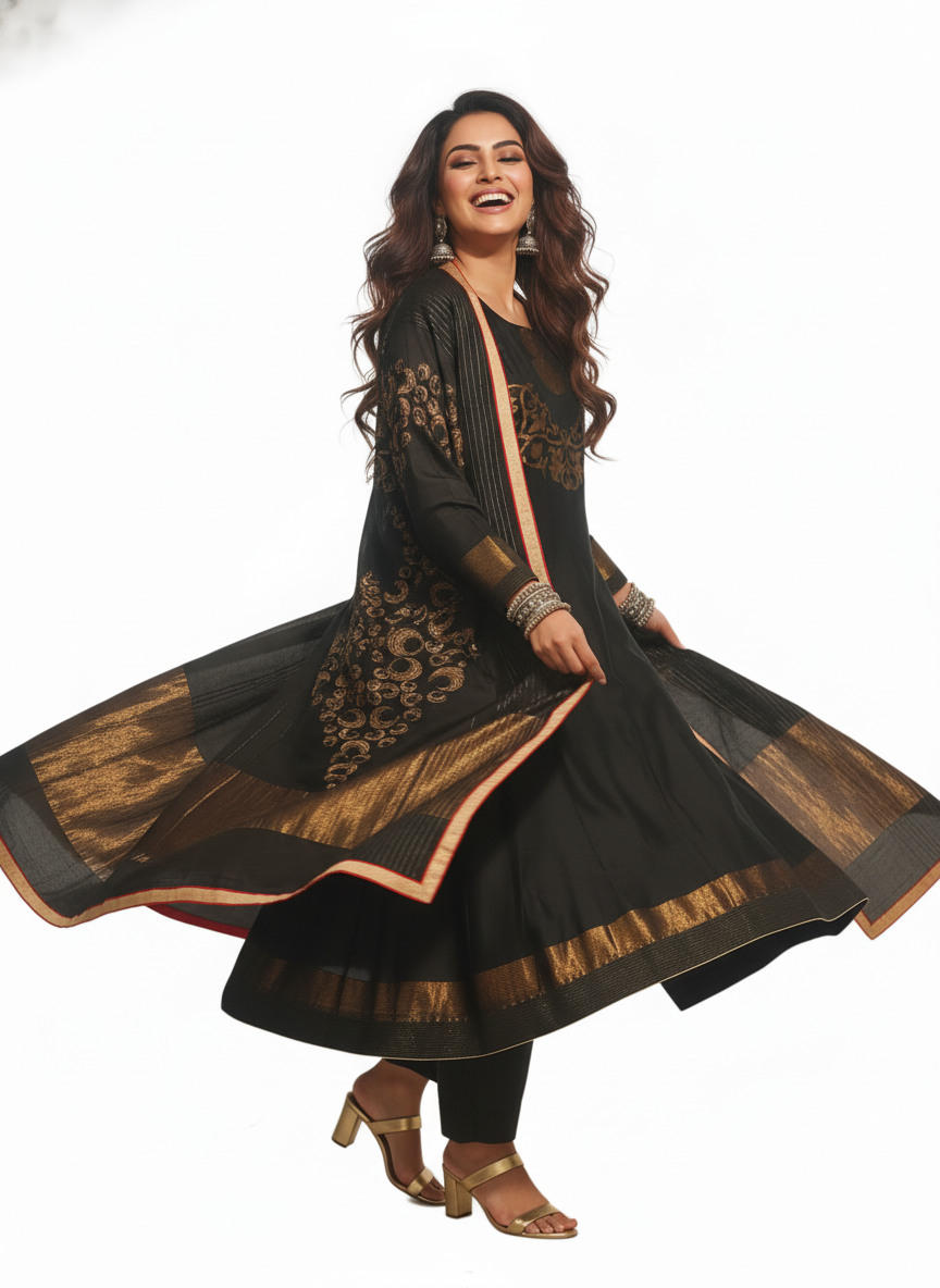 Semi Stitched Formal chanderi Suitset