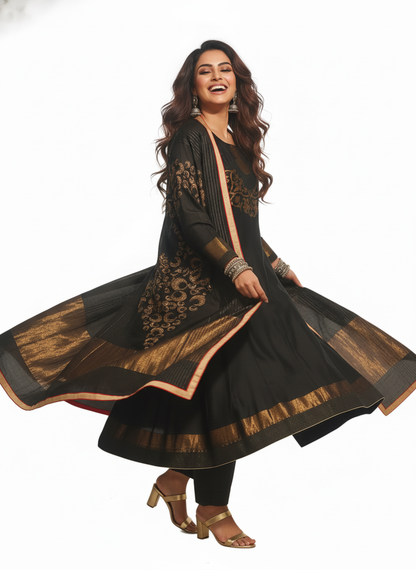 Semi Stitched Formal chanderi Suitset