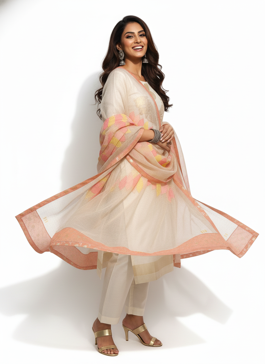 Semi Stitched Formal chanderi Suitset