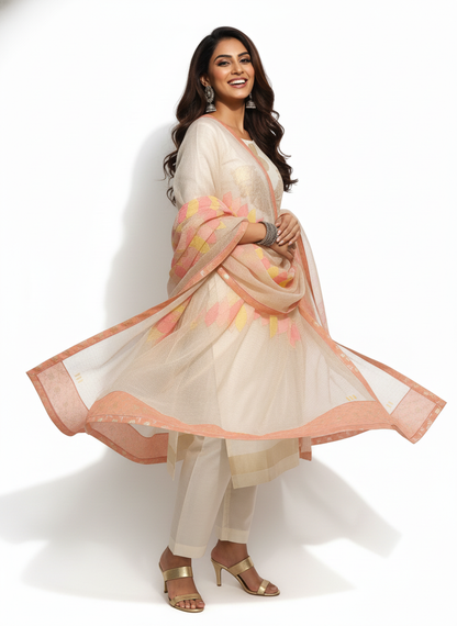 Semi Stitched Formal chanderi Suitset