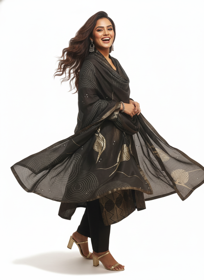 Semi Stitched Formal chanderi Suitset