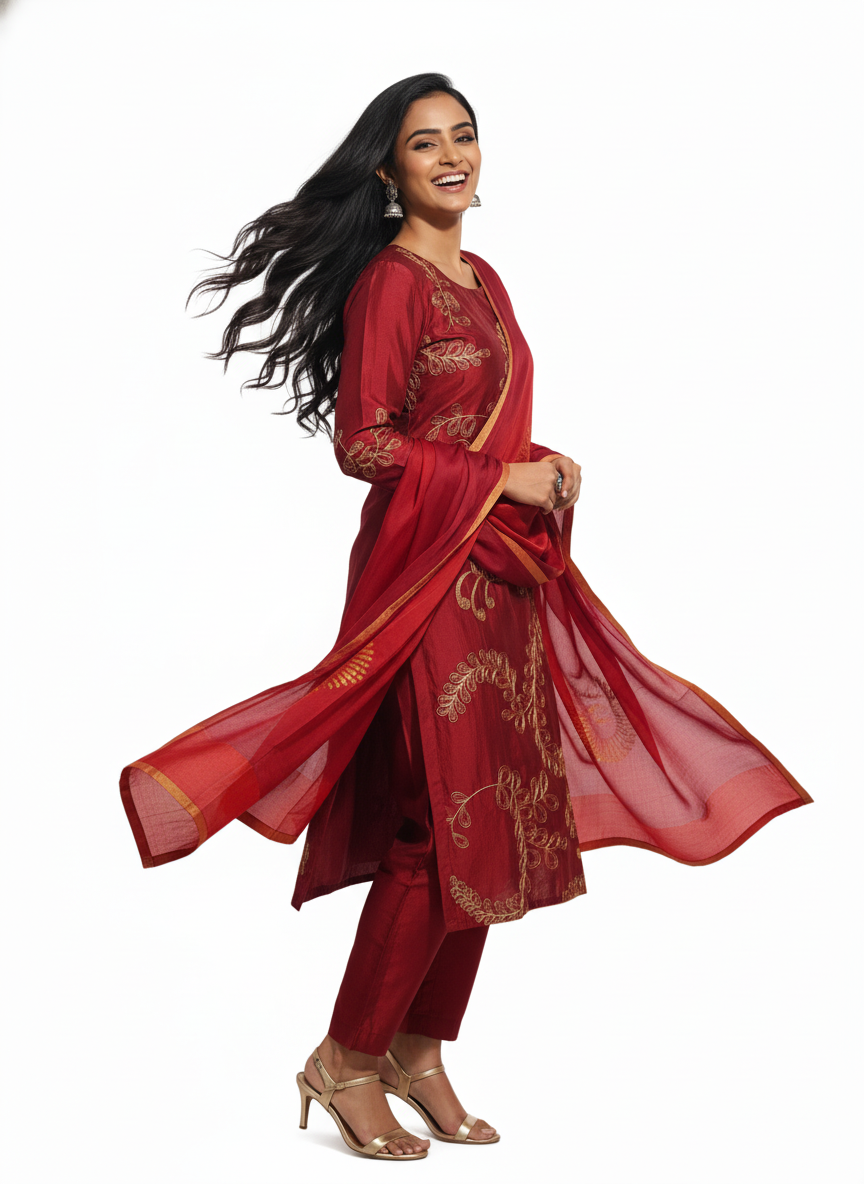 Semi Stitched Formal Chanderi Suitset