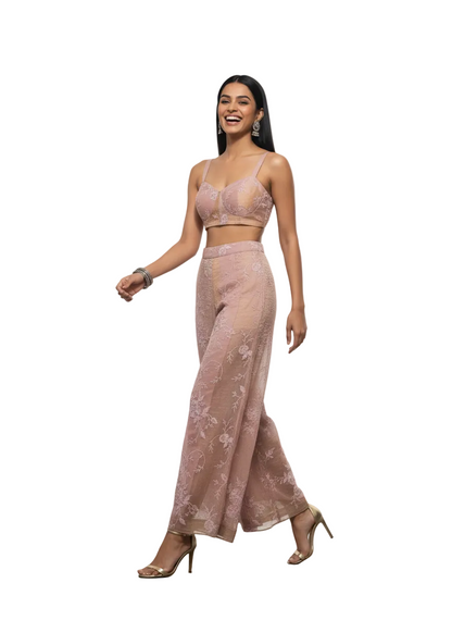 Formal chanderi Embroidered Palazzo pant