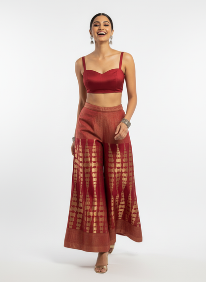 Formal chanderi Embroidered Palazzo pant