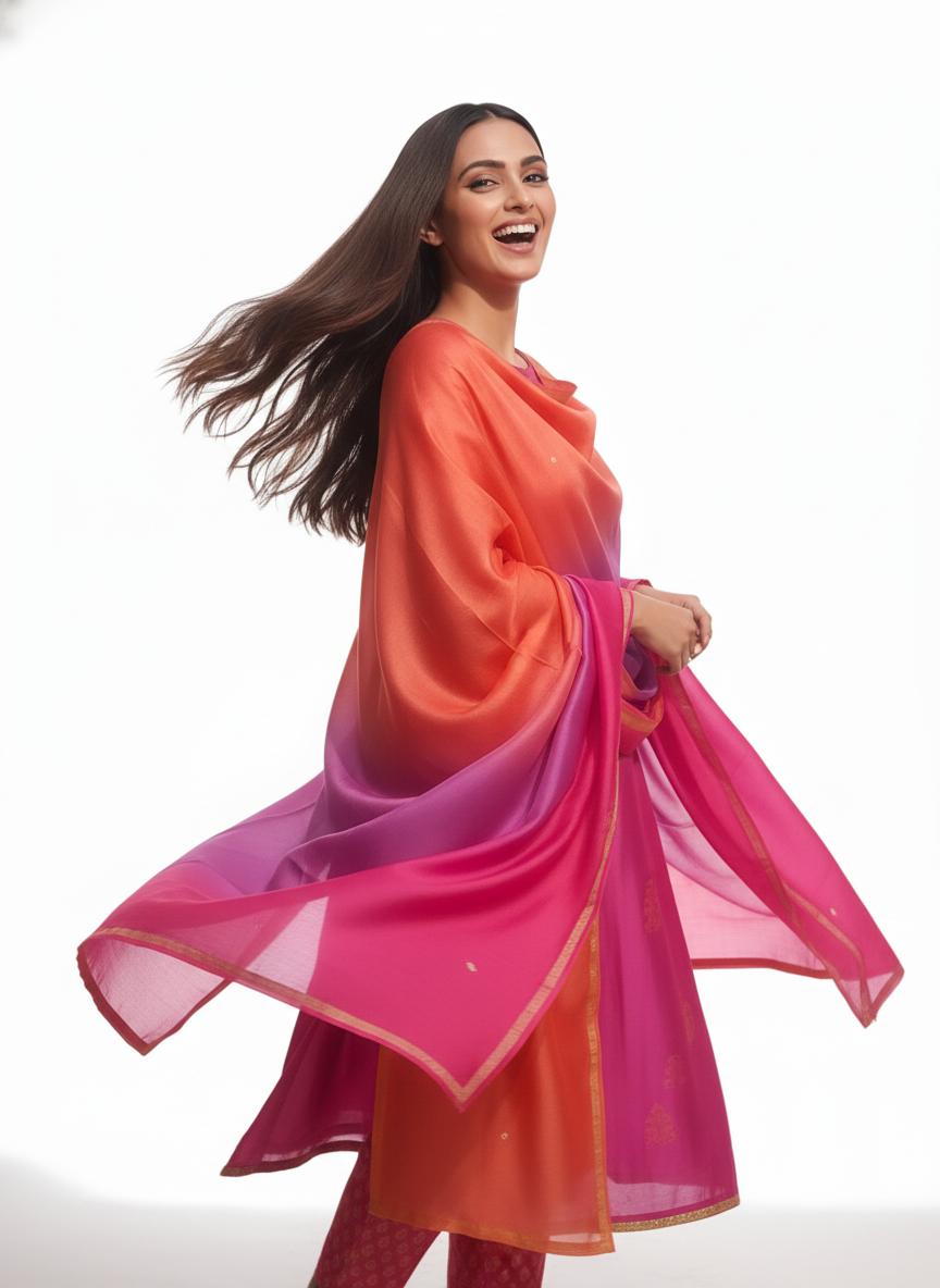 Semi Stitched Chanderi Casual Suitset