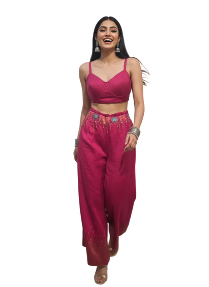 Formal chanderi Embroidered Palazzo pant