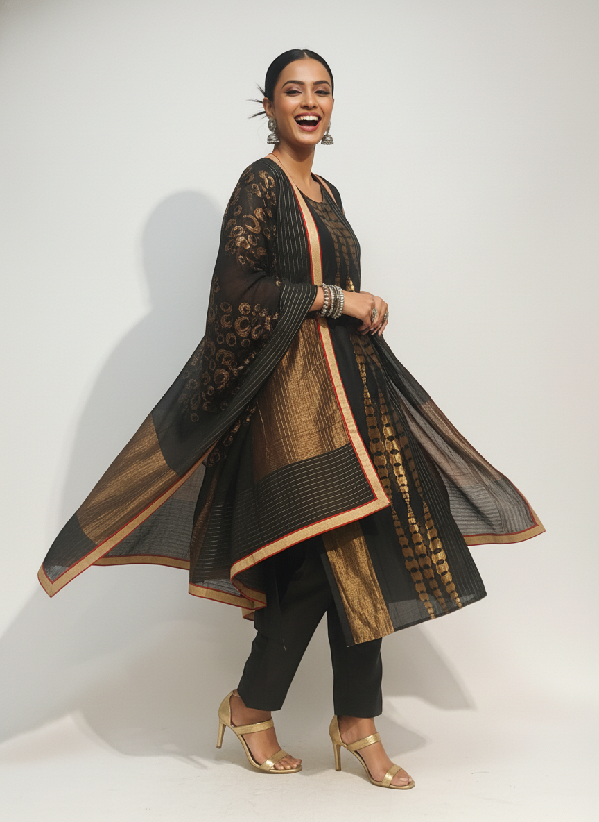 Semi Stitched Formal Chanderi Suitset