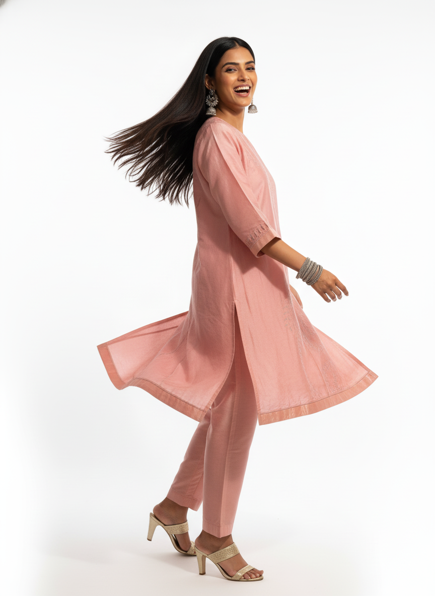 Semi Stitched silk cutwork applique Short Tunic