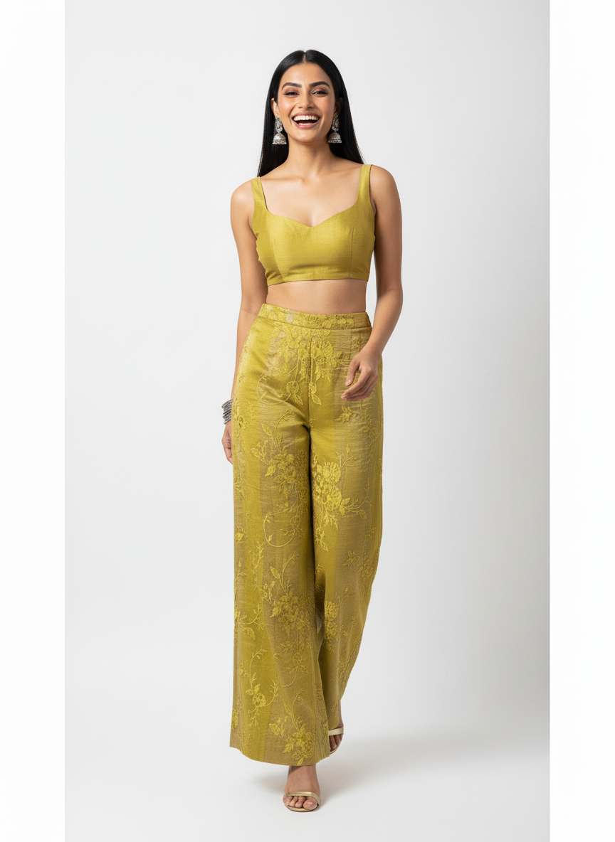 Formal chanderi Embroidered Palazzo pant