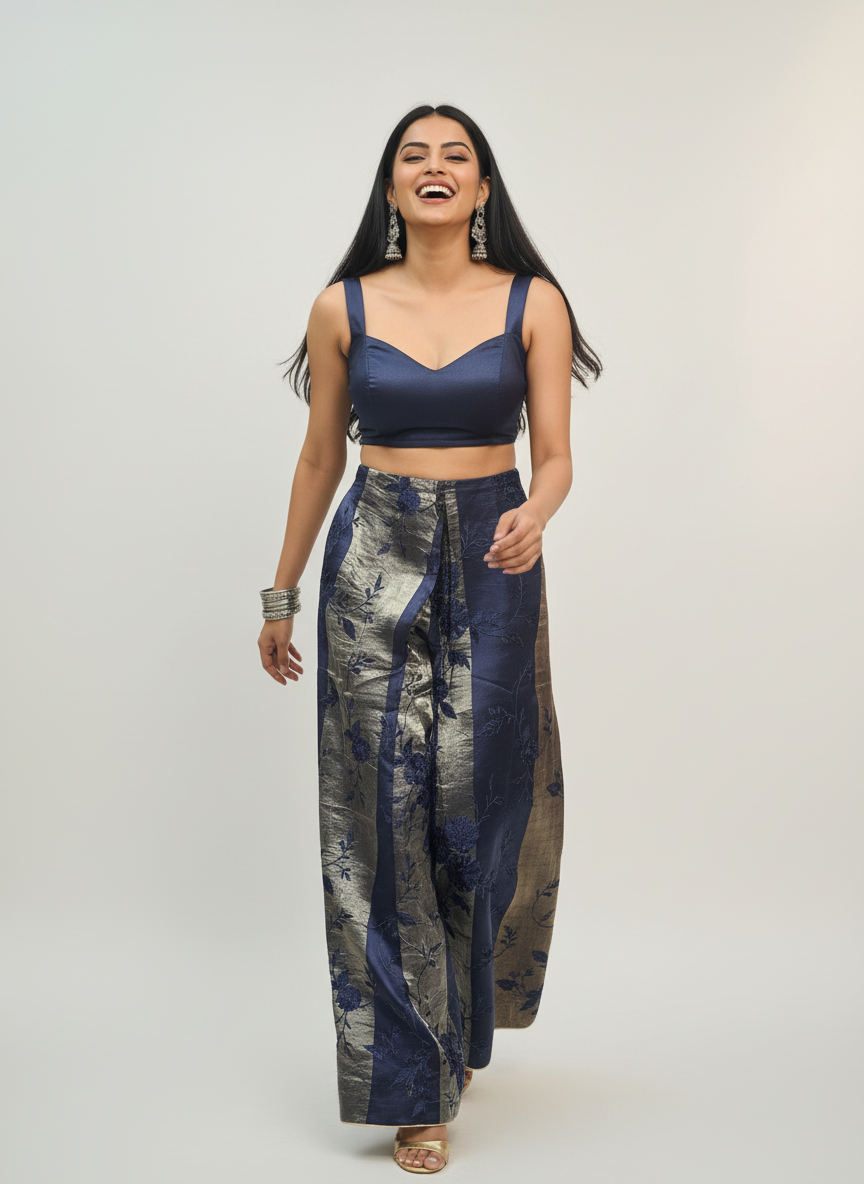 Formal chanderi Embroidered Palazzo pant