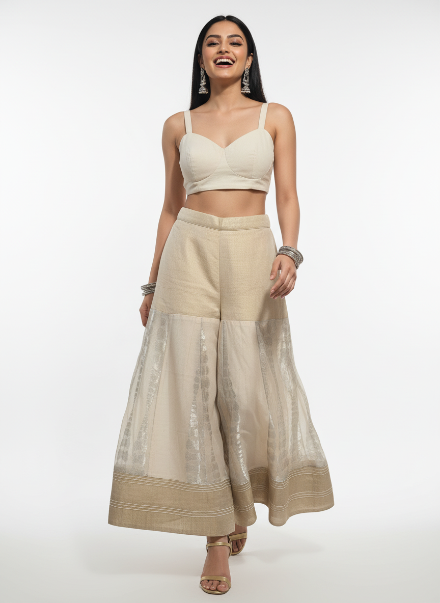Formal chanderi woven Palazzo pant