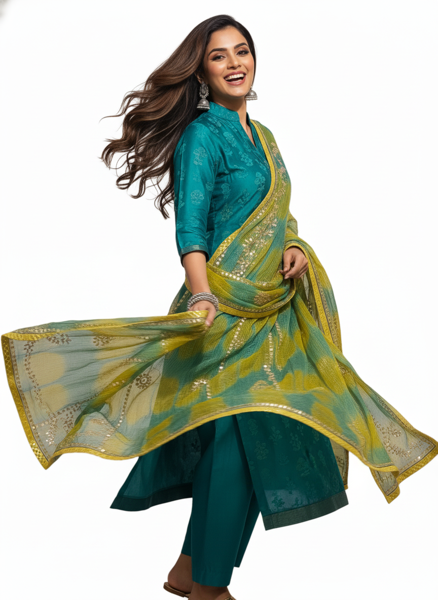 Semi Stitched Formal chanderi Suitset