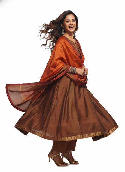 Semi Stitched Formal chanderi Suitset
