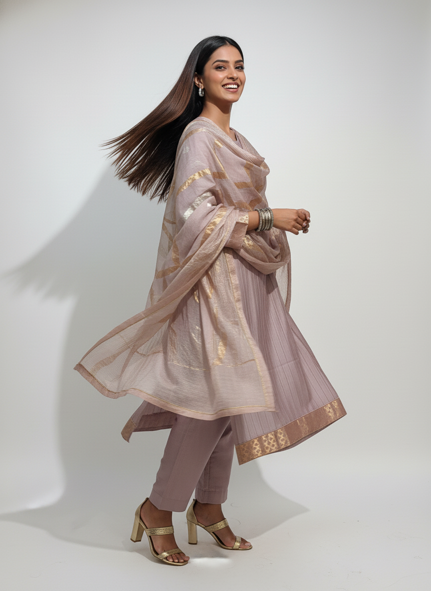 Semi Stitched Formal Chanderi Suitset