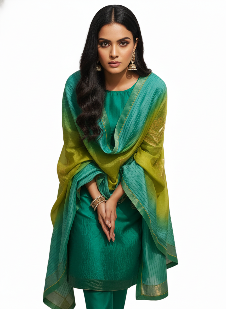 Semi Stitched Formal chanderi Suitset